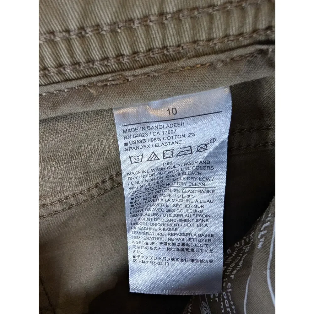 NWT Banana Republic Mid Rise Chino Shorts Olive Khaki Utility Size 10
